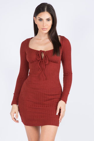 Ribbed Sweater Fitted Dress